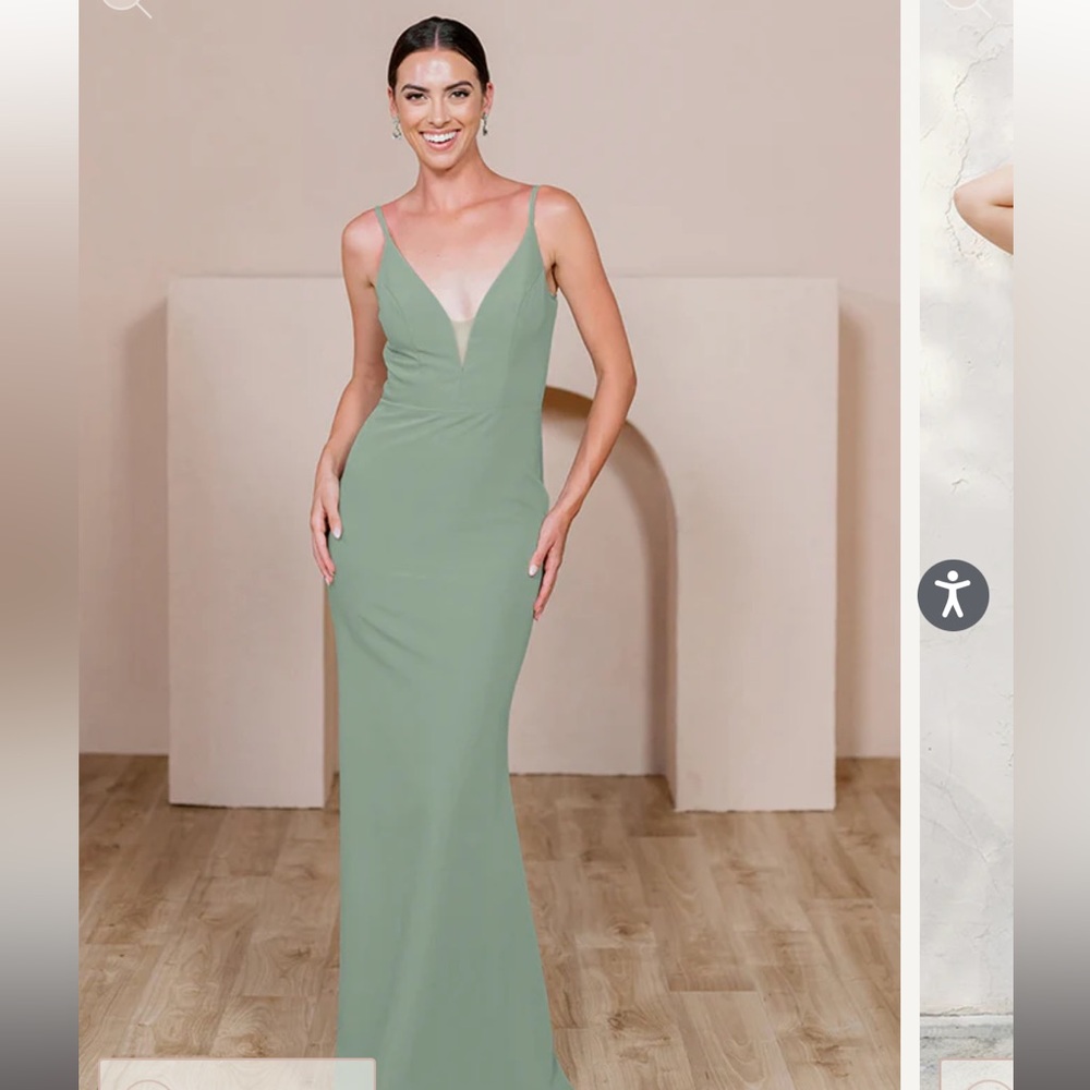 Camilla Crepe Dress  Silver Sage
_size: 8